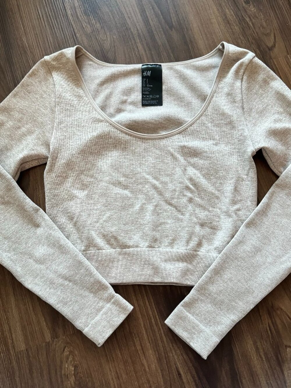 Beige Tan Long Sleeve Crop Top H&M